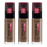 L'Oreal Infallible 32HR Fresh Wear Foundation 30ml 365 DEEP GOLDEN - 3 pack
