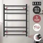 SUS Round Electric Heated Towel Rack Rail Warmer Stainless Steel Bathroom Black