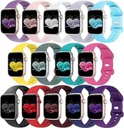 DOBSTFY [14 Pack] Watch Bands Compatible with Apple Watch Bands 40mm 38mm 44mm 42mm 41mm 45mm for Women Men,Soft Silicone Sport Replacement Strap for iWatch Series 7/6/5/4/3/2/1/SE