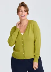 [TS] Taking Shape Mia Rib V-neck Natural Cardigan Size 16 in Chartreuse Green, Viscose - Plus Size Women's Clothing Chartreuse Green
