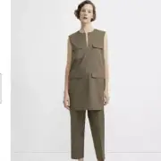 NWT Theory Utilitarian Safari Green Sleeveless Mini Shift Dress Size 2 Reg $365