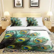 3D Peacock Feathers KEP365 Bed Pillowcases Quilt Duvet Cover Luna