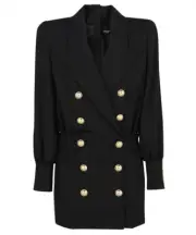 BNWT AUTHENTIC BALMAIN DOUBLE BREASTED MINI BLAZER DRESS in BLACK sz 38