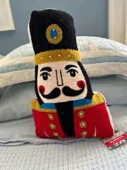 NWT Novogratz Holiday 18” NUTCRACKER Christmas Decorator Pillow Beaded Pearls