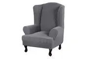 Living Room Stretch Wingback Chair Cover Spandex Fabric Wingback Armchair Covers-Grey