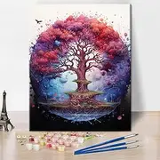 TISHIRON Tree of Life Paint by Numbers for Adults, DIY Acrylic Paint by Numbers Kits on Canvas Abstract Tree, Painting by Numbers Kit Plants, Acrylic Painting Art Crafts 16"x20"(Frameless)