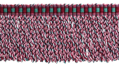 Bullion Fringe Trim with Woven Header, Color# VL01 - Holly Red [18 Yards]