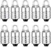 10 E10 LED Bulbs 3 Volt Mini Flashlight Replacement Mini Lamps Cool White