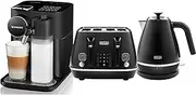 De’Longhi Distinta Moments & Lattissima Breakfast Collection, Set Includes, Nespresso Gran Lattissima Coffee Machine, 4 Slice Toaster, Electric Kettle, Black