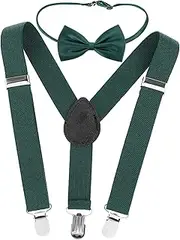 [TINEASUR] 1set Adjustable Back Suspenders Bow Tie for Boys Elastic Suspenders for Tuxedos Dress Pants Jeans Complete Outfit Accessory for Parties and Everyday Wear