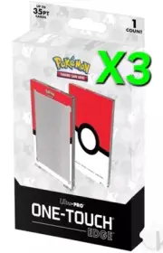 3xPokemon Ultra Pro One Touch Edge Printed Border 35pt Poke Ball Card Holder