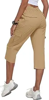 [MoFiz] Women's Cargo Capris Pants with 6 Pockets Lightweight Cotton Hiking Casual Travel Summer Capri Pants for Women
