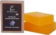 SVATV Handmade Soap with natural, soothing herbs of Lemongrass & Patchouli, Moisturized skin - Traditional Ayurvedic Herbal body Soap bars for Men & Women, all skin types 125g x2 Bars