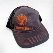NEW Jagermeister Hat Black Orange Embroidered Mesh Trucker Snap Back Cap Gray