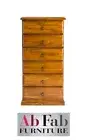 BANKSIA CONSTRUCTED TIMBER TALLBOY SLIM LINGERIE CHEST OF 6 DRAWERS WALNUT PIC 2