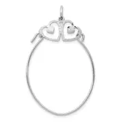 10K White Gold Double Hearts On Top Charm Holder