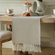 Zeemart Natural Table Runners 72 Inches Long, Burlap Linen Style Rustic Farmhous
