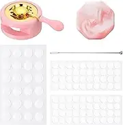 Waltool 85Pcs Wax Seal Stamp Kit Contains Silicone 24 Cavities Wax Seal Mold with 80pcs Double-Sided Stickers, Wax Seal Warmer with Melting Spoon for Wax Sealing Stamp Sticks Beads