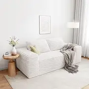 LIKIMIO 71" Loveseat Sofa in a Box - Plush Corduroy Deep Seat Couch, No Assembly Required, Space-Saving Design for Compact Living Room, Apartment, Home Office, Beige