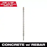 Milwaukee Drill Bit 7/8" x 16" x 18" 4-Cutter SDS-PLUS Carbide Concrete w/ Rebar