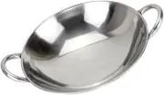 IMIKEYA Stainless Steel Korean Pot Wok Frying Pan with Double Handle and Heat Resistant Cookware for Hot Pot for Home Restaurant and Hotel Use