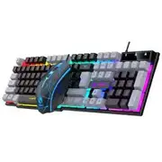 Wired Keyboard and Mouse Set USB Luminous Mechanical Keyboard and Mouse Set for PC Laptop Computer Game Office