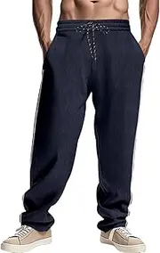 [Generic] Golf Pants Mens Swimsuit with Pull On Trousers for Men Hiking Waist Basketball Pockets Elasticated Pyjama Cotton Linen White Black Compression Work Cargo Regular Fit