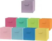 Cube Storage Bins - Fun Colored 11 Inch Storage Cubes (9 Pack) | Fabric Cubby Basket for Home, Kids Room & Nursery | Dual Handles, Foldable | Cube Organizer Storage Bin