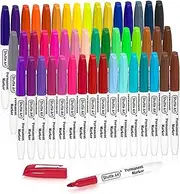 Shuttle Art 48 Colors Permanent Markers, Fine Point, Assorted Colors, Works on Plastic,Wood,Stone,Metal and Glass for Doodling, Coloring, Marking by