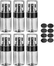 sourcing map 6Pcs Small Spray Bottles, 30ml/1 oz Travel Size Spray Bottle Fine Mist Empty Refillable Travel Containers with Labels for Perfume Cosmetic Essential Oil (Black/Clear)