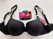 Maidenform T shirt bra size 34DD padded wire black 2300 No Poke convertible