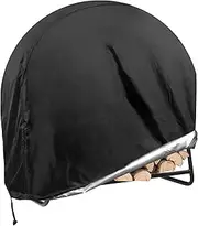 Firewood Log Hoop Cover, Coolrunner 40 Inch Round Fire Wood Rack Cover Outdoor Waterproof Resistant Log Rack Cover Round Log Holder cover Fit for 30" 32" 36” 40 ” Hoop Rack (Black, 40”x24”x41”)