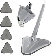 360° Degree Rotatable Adjustable Triangle Cleaning Mop with Long Handle,Automatic Water Squeezing Function,Microfiber Dust,for Wall, Ceiling,Window and Baseboard-130cm-4 Cloth