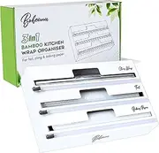 Boheena Bamboo Cling Wrap Dispenser with Cutter 33cm | 3-in-1 Foil and Wrap Organiser for Kitchen Drawer | Glad Wrap and Foil Storage Solution| Australian Sizes|
