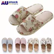 Women Men Indoor Slippers Anti-slip Linen Summer Open Toe Home Flat Slippers AU