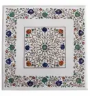 18" Marble Coffee Table Top Inlay with Gemstones Work Bed Side Table Top as