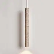 Vintage Rustic Mini Pendant Light Fixture - Mid Century Linear Bar Lighting for Kitchen Island & Dining Room - Natural Stone Ceiling Hanging Lamp - Farmhouse Chandelier