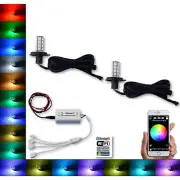 H4 27 SMD RGB Multi-Color Changing Shift Led Fog Light Bulb Bluetooth Pair 7X6.3 (for: Mitsubishi)