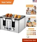 Luxury 4-Slice Toaster in Stainless Steel with 3 Heating Modes & Removable Tray