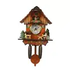 Antique Wooden Wall Clock Bird Time Bell Swing Alarm Watch Home Art8762