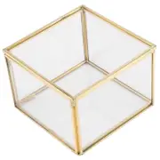 Square Opening Glass Geometry Garden Jewelry Boxs Mirror Jewelry Storage Box Eternal Flower Decoration Box Crafts gold