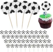 48 PCS Soccer Ball Cupcake Toppers Football Cake Toppers, Food Toothpicks Soccer