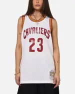 [MITCHELL & NESS] Mitchell & Ness Cleveland Cavaliers Lebron James 2015 Swing Jersey White - Size L L White