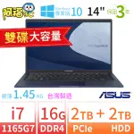 【阿福3C】ASUS華碩B1400C/B1408C 14吋極速雙碟商用筆電 11代I7/16G/2TB+2TB/W10P