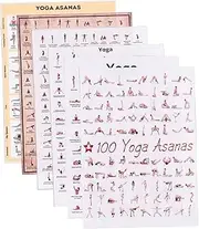 ifundom 6pcs Yoga Poses Chart Poster Exercise Charts for Gym Yoga Sequence Posters Workout Wall Art Home Decor Fitness Room Decor