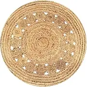 vidaXL 90cm Round Area Rug - Braided Jute Design, Natural Beige, Handwoven Durable Rug for Home Decor