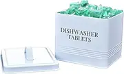 Metal Dishwasher Detergent Pods Containers White Dish Washer Tablets with Lid for Kitchen Decor and Accessories