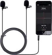 Movo PM20 Dual-Headed Lavalier Lapel Clip-on Omnidirectional Condenser Microphone for Apple iPhone, iPad, iPod Touch, Android and Windows Smartphones