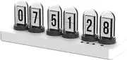Folpus IPS Nixie Tube Clock Tabletop Ornament Retro Room Decor with Wi-fi Sync Creative Electronic Clock Glow Tube Clock for Table, White