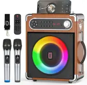 Karaoke Machine with 2 Wireless Microphones Portable Bluetooth Karaoke Speaker